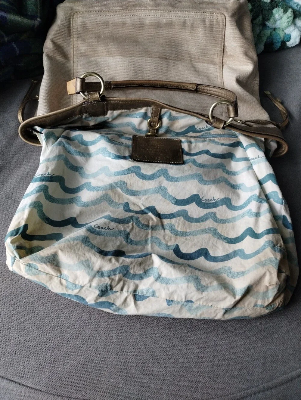 Coach Limited Edition Audrey Canvas Leigh Embellished Gold Starfish Tote Vintage